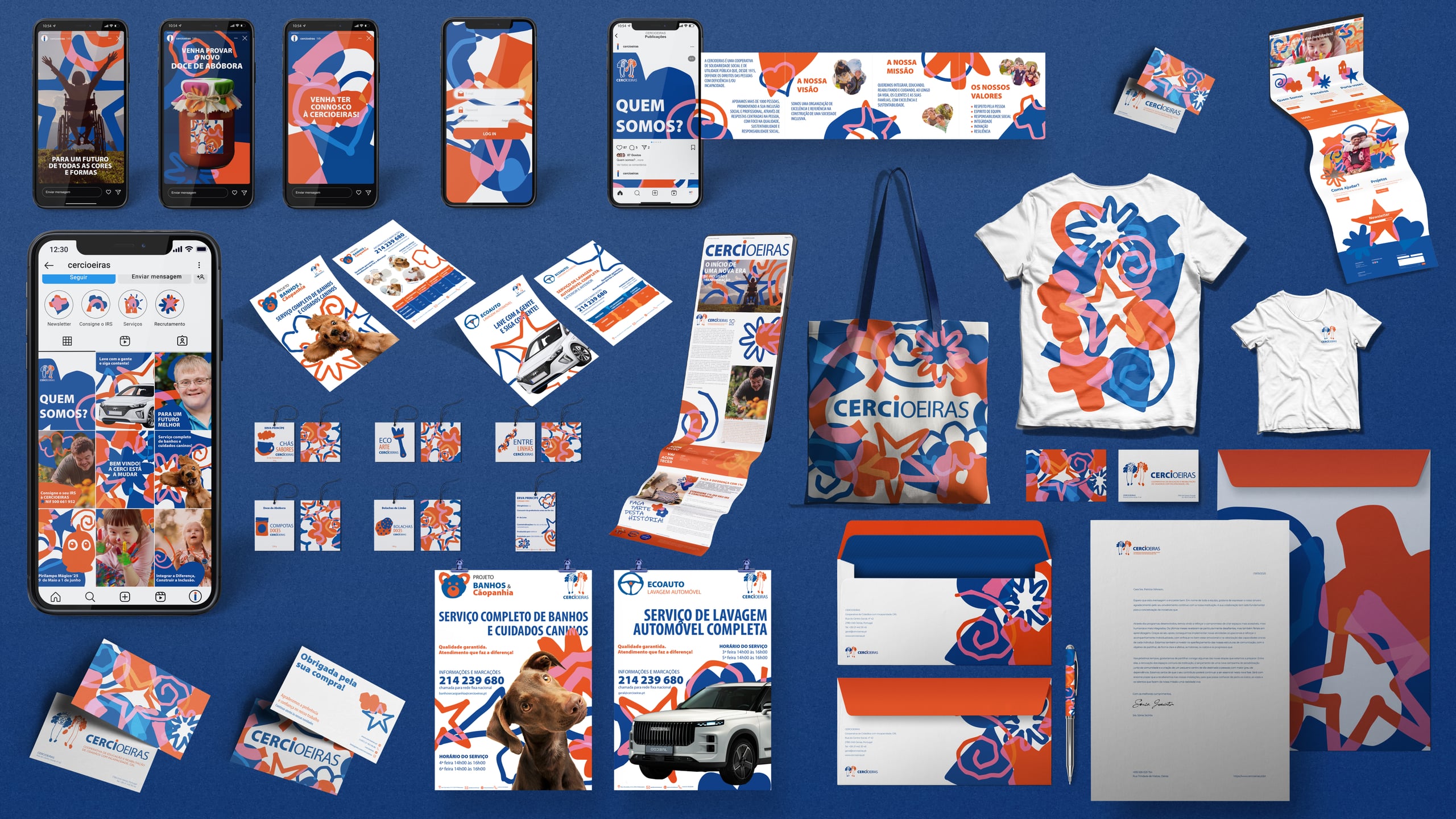CERCIOEIRAS identity across print, clothing, signage, social media and digital applications.